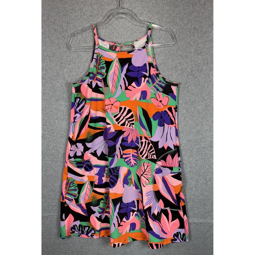 Monetti Apparel Dress Womens‎ XL Tropical Floral Sleeveless Pocket Summer Cas